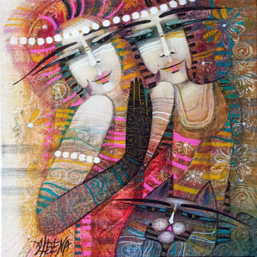 Peinture intitulée "Flower girls" par Albena Vatcheva, Œuvre d'art originale, Huile Monté sur Châssis en bois