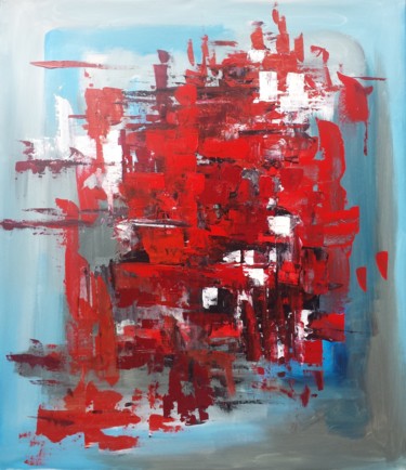 Painting titled "Pomegranate" by David Kabulashvili, Original Artwork, Acrylic Mounted on Wood Stretcher frame