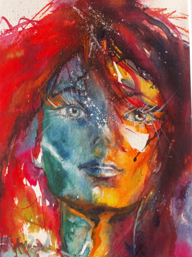 绘画 标题为“Le visage fauve” 由Elisabeth Constantin, 原创艺术品, 墨