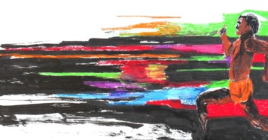 Drawing titled "The Runner" by Robert Grubbs, Original Artwork, Pastel