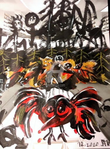 Malerei mit dem Titel "Vorahnung" von Silvia Messerli, Original-Kunstwerk, Acryl