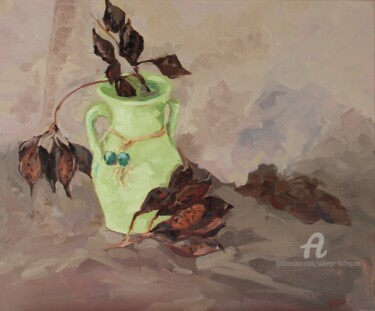 Peinture intitulée "Le Vase de Christine" par Chéker, Œuvre d'art originale, Huile Monté sur Châssis en bois
