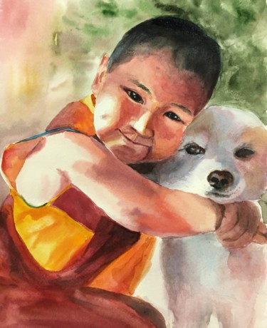 Painting titled "Friends" by Marina Babintseva, Original Artwork, Watercolor