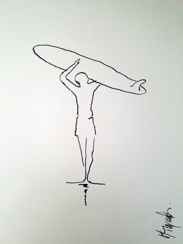 图画 标题为“longboard 2” 由Marc Turpaud, 原创艺术品, 墨
