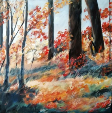 Peinture intitulée "Sous bois" par Claudine Pochat, Œuvre d'art originale, Huile