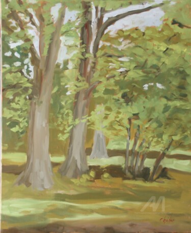 Peinture intitulée "En Sologne, Bosquet…" par Chéker, Œuvre d'art originale, Huile Monté sur Châssis en bois