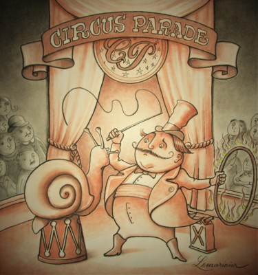 Dessin intitulée "Le dresseur d'escar…" par Philippe Lemarinier, Œuvre d'art originale, Crayon