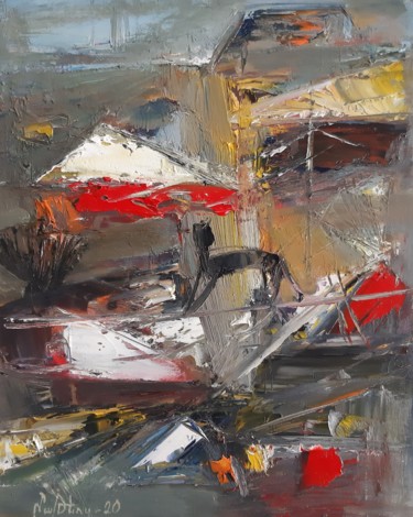 Landscape 24x30cm, oil painting, palette knife 제목이 "Landscape 24x30cm,…"인 미술작품 Mateos Sargsyan로, 원작, 기름 나무 들것 프레임에 장착됨