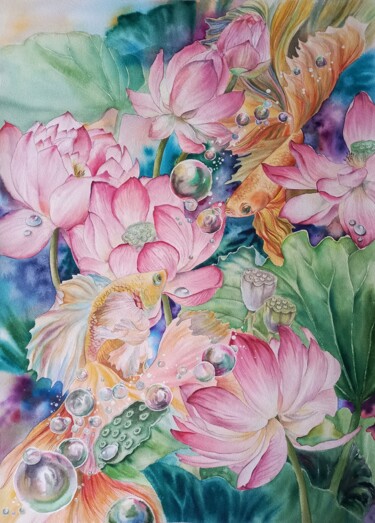 Картина под названием "Fulfillment of desi…" - Olga Matyunina, Подлинное произведение искусства, Акварель