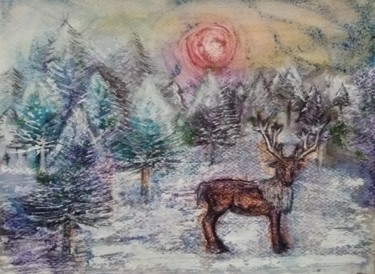绘画 标题为“Le renne de Noël” 由Greensleeves, 原创艺术品, 圆珠笔