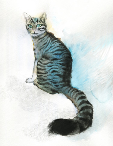 Arte digitale intitolato "Cat Lola" da Maria Cristina Cerminara, Opera d'arte originale, Acquarello