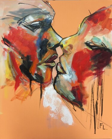 Baisers interdits Peinture intitulée "Baisers interdits" par Francoise Leblanc, Œuvre d'art originale, Acrylique