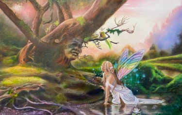绘画 标题为“A rainbow fairy” 由Dolgor Dugarova (Dolgor Art), 原创艺术品, 喷枪