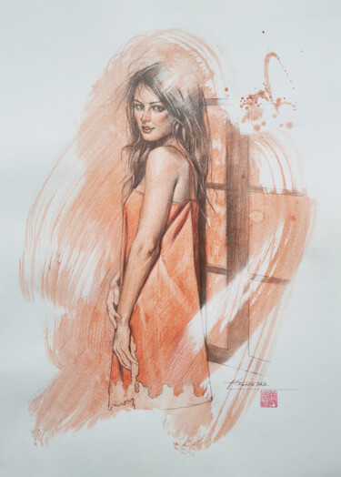 Drawing titled "DRAWING -Beautiful…" by Hongtao Huang, Original Artwork, Pencil