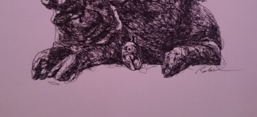 Dessin intitulée "Cochons" par Karl Robial, Œuvre d'art originale, Encre