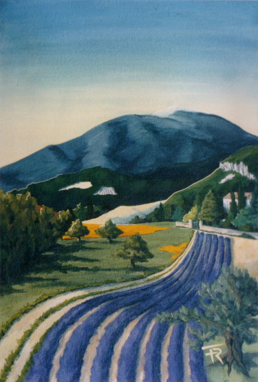 Painting titled "Provence" by Frédérique Rouquette, Original Artwork, Acrylic Mounted on Wood Stretcher frame