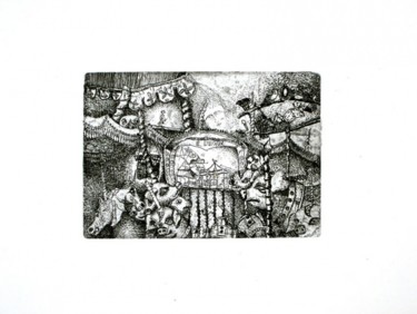 Printmaking titled "Manège 4" by François Crinel, Original Artwork, Etching