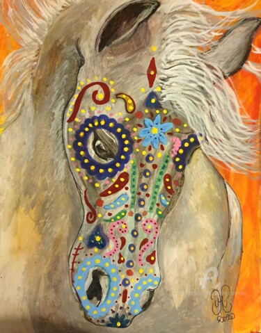 图画 标题为“Caballo Dia de los…” 由Cristina Carmona, 原创艺术品, 标记