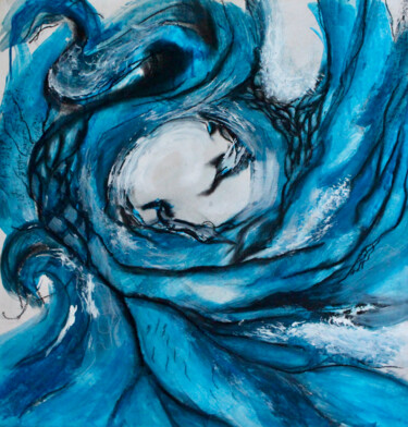 Blue horse and ocean 图画 标题为“Blue horse and ocean” 由Elmira Sharipova, 原创艺术品, 丙烯