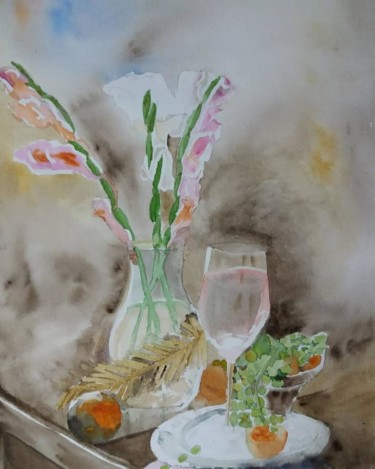 bouquet de glaïeuls et fruits d'automne