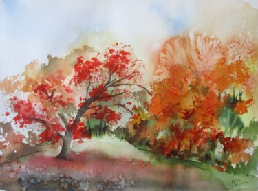Pintura titulada "couleurs d'automne…" por Navema, Obra de arte original, Acuarela