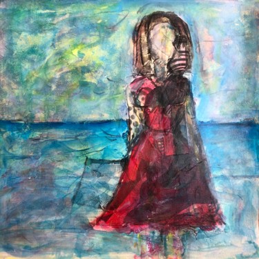 绘画 标题为“robe rouge sur mari…” 由Thomas Reveau, 原创艺术品, 丙烯