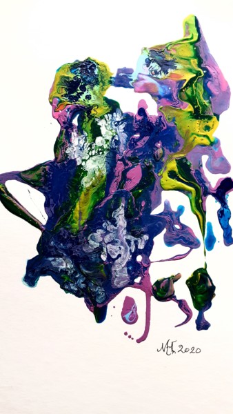 Schilderij getiteld "Kissing cat" door Marianne Huizinga, Origineel Kunstwerk, Acryl