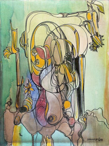 제목이 "Journey of Line8"인 미술작품 Shafique Farooqi로, 원작, 수채화