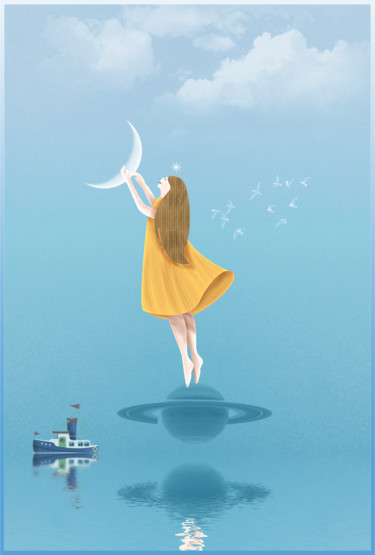 数字艺术 标题为“Décrocher la lune s…” 由Harald Dastis, 原创艺术品, 数字油画