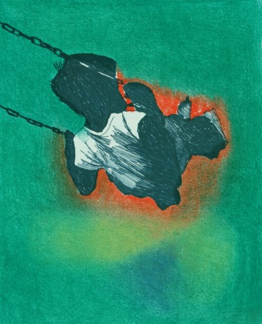 Drawing titled "Backyard Swing" by Robert Grubbs, Original Artwork, Pastel
