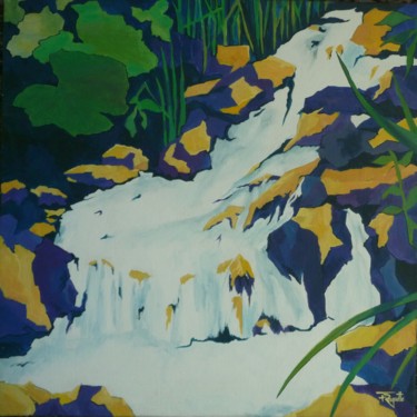 Eaux Vives Painting titled "Eaux Vives" by Frédérique Rouquette, Original Artwork, Acrylic Mounted on Wood Stretcher frame