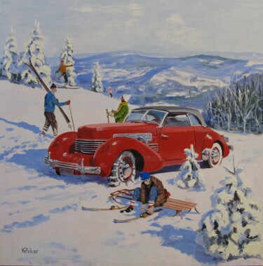 Peinture intitulée "1937 Cord model 812…" par Karol Reber, Œuvre d'art originale, Huile