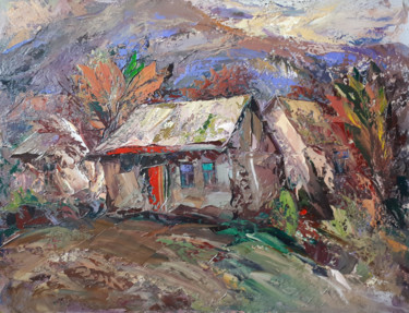 Alone house (70x90cm, oil painting, palette knife) Pintura intitulada "Alone house (70x90c…" por Kamo Atoyan, Obras de arte originais, Óleo Montado em Armação em madeira