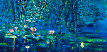 Nympheas 107 Peinture intitulée "Nympheas 107" par Joelle Kem Lika, Œuvre d'art originale, Acrylique Monté sur Châssis en bois