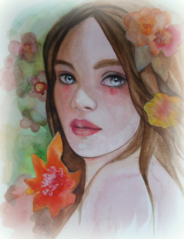 "Lucia" #artistsupportpledge Painting titled ""Lucia" #artistsupp…" by Christine Mergnat, Original Artwork, Watercolor