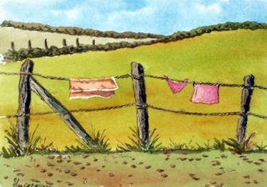 Peinture intitulée "Paysage campagnard" par Alain Chevrignac, Œuvre d'art originale