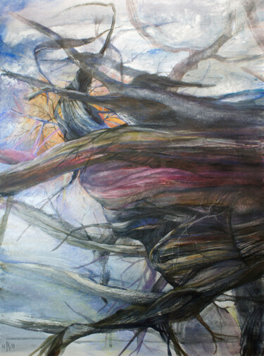 Painting titled "Portrait of one Tree" by Maria Shedrina, Original Artwork, Watercolor