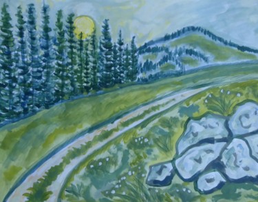 Peinture intitulée "Le chemin tranquille" par Nicolas Cavuoto, Œuvre d'art originale, Huile