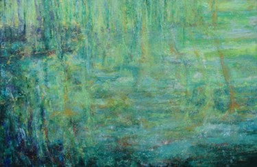 Painting titled "SAULE" by Corinne Foucouin, Original Artwork, Oil Mounted on Wood Stretcher frame