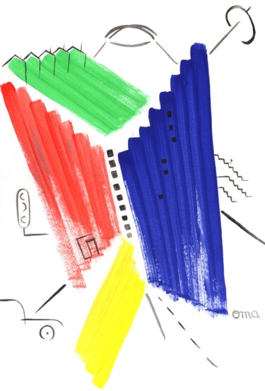 Schilderij getiteld "La Ville" door O.M.A., Origineel Kunstwerk, Acryl
