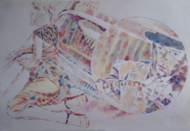 Drawing titled "THE NEW CAR" by Paola Imposimato, Original Artwork, Ink