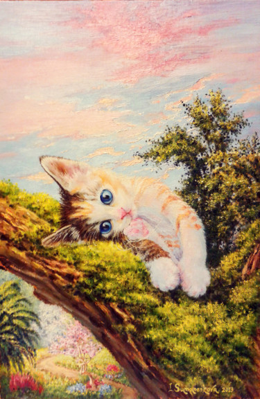 제목이 "Blue eyes. Original…"인 미술작품 Irina Sumanenkova로, 원작, 기름 나무 들것 프레임에 장착됨