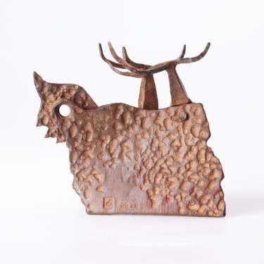 Sculpture titled "Hen III." by Jiri Genov, Original Artwork, Metals