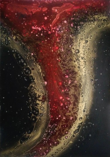 LAVA Painting titled "LAVA" by Eleni Denart, Original Artwork, Acrylic Mounted on Wood Stretcher frame