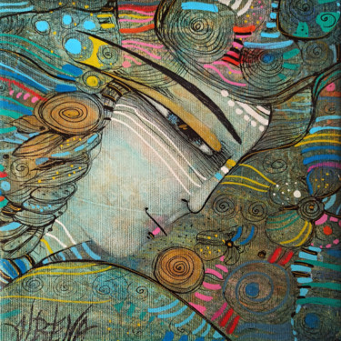Peinture intitulée "Rêves bleus" par Albena Vatcheva, Œuvre d'art originale, Huile Monté sur Châssis en bois