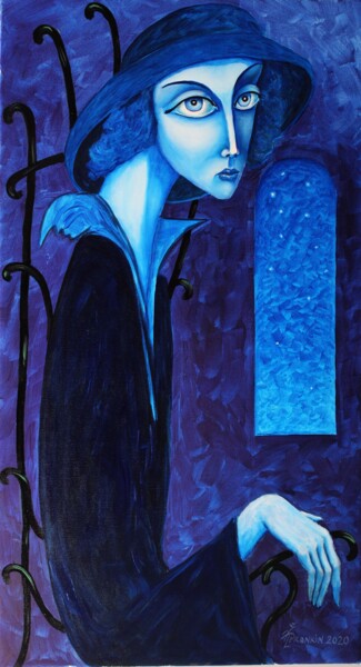 Painting titled "голубая дама" by Vladimir Pronkin, Original Artwork, Oil