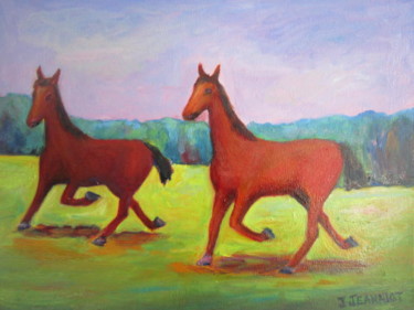Malerei mit dem Titel "L'escapade" von Joel Jeanniot, Original-Kunstwerk, Öl Auf Keilrahmen aus Holz montiert
