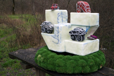 Sculpture titled "Treibende Sammlung…" by Adrian Uncrut, Original Artwork, Resin