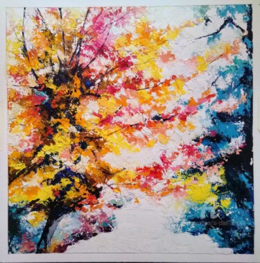 Painting titled ""Arbre animé"" by Xi Chen, Original Artwork, Oil