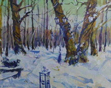 Сквер "Блонье" Painting titled "Сквер "Блонье"" by Vladimir Kuriakov (Vladimir Kuryakov), Original Artwork, Oil Mounted on Cardboard